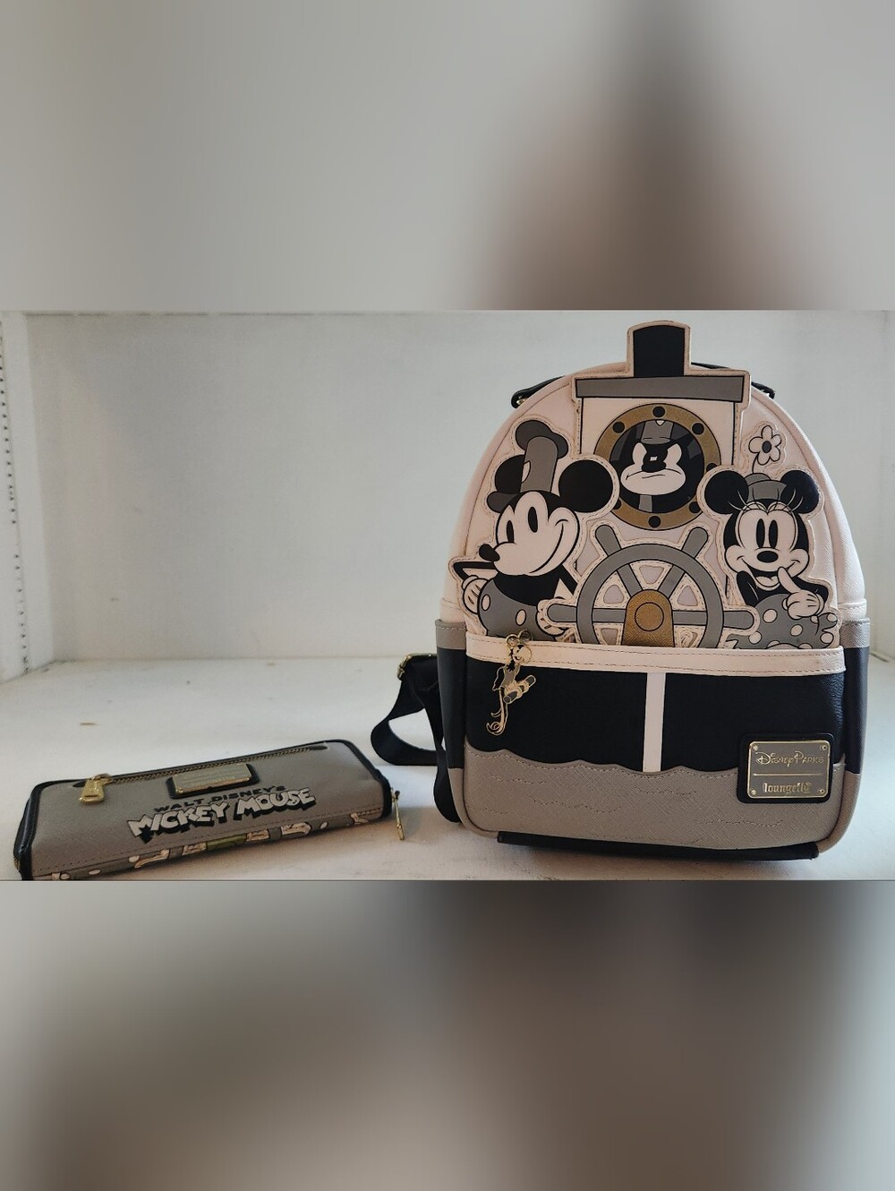 Disney Parks Loungefly Steamboat Willie Backpack With Matching Wallet